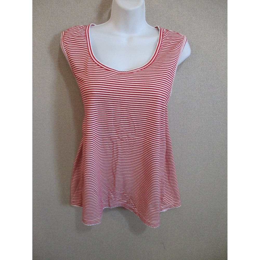 Izod Top Size XL Red & White Striped Sleeveless T-Shirt